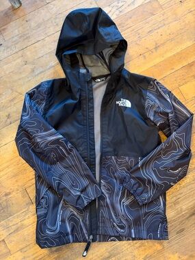 The North Face Black Topographic-Print Hooded Windbreaker